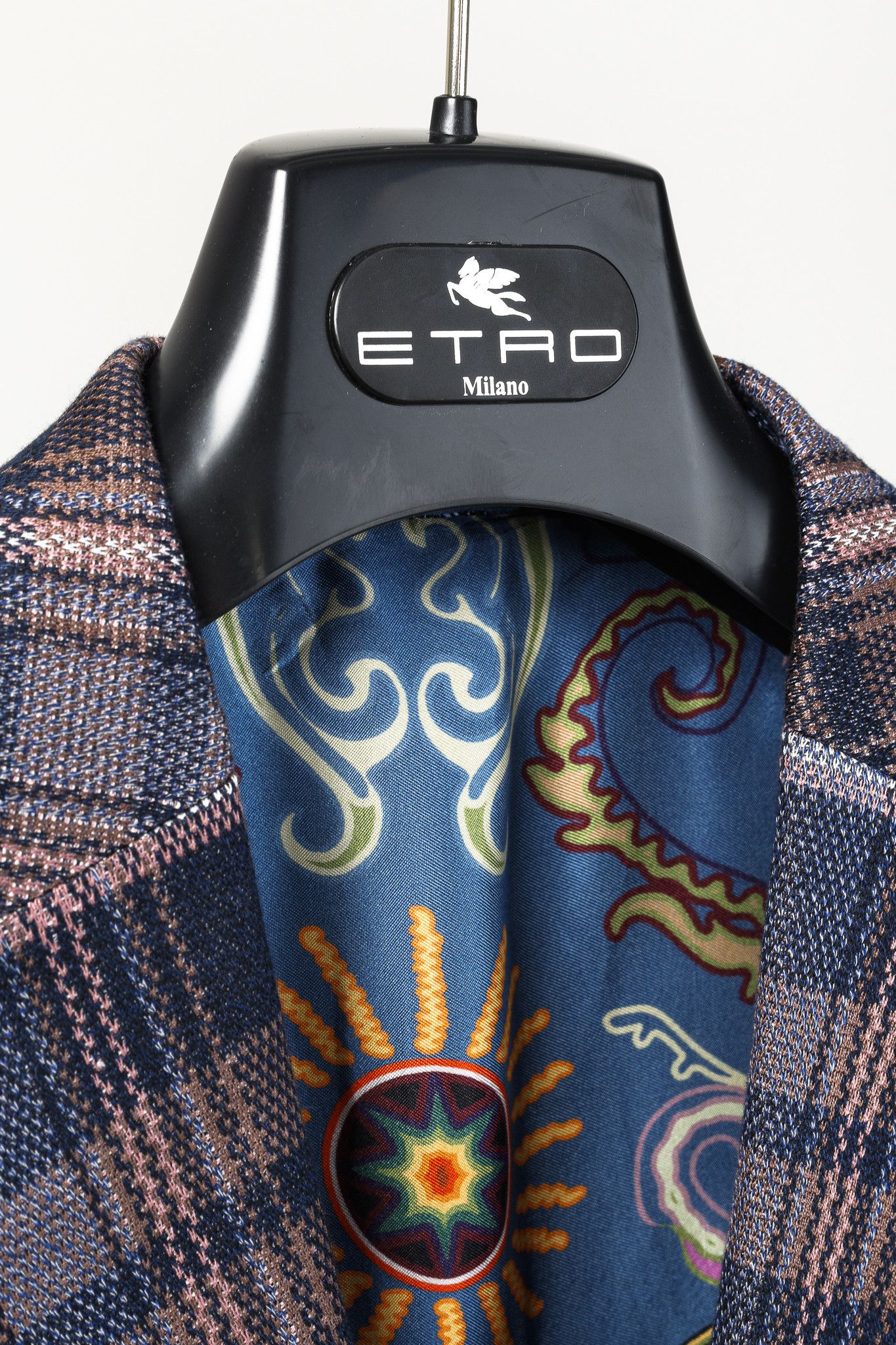 Etro Etro Navy Pink Tartan Classic Single-Breast Knit Blazer Size 40R - 4 Thumbnail