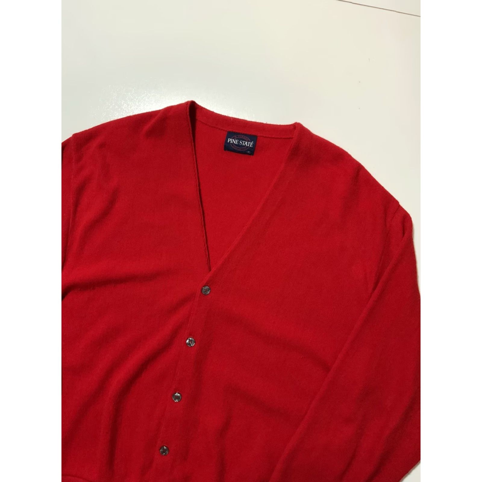 Vintage VINTAGE Pine State Red Knit Rockabilly Atomic Cardigan Sweater XL Sz. XL Size US XL / EU 56 / 4 - 3 Thumbnail