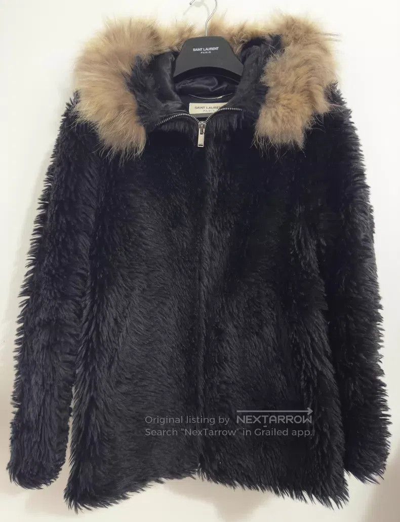 Saint Laurent Paris Saint Laurent Paris Raccoon Fur Collar Zippered Fur Coat Size US M / EU 48-50 / 2 - 1 Thumbnail
