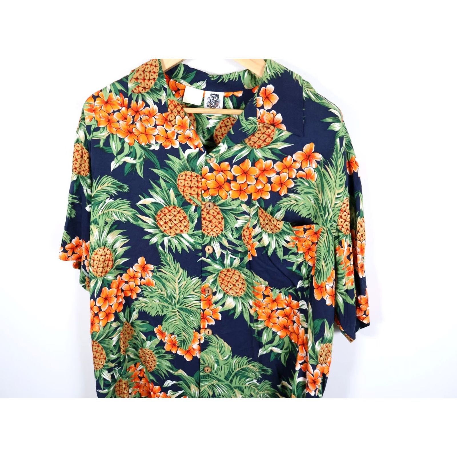 Vintage Kennington Loop Collar Shirt Men's XL Blue Pineapple Floral Rayon VTG 80s Size US XL / EU 56 / 4 - 7 Thumbnail