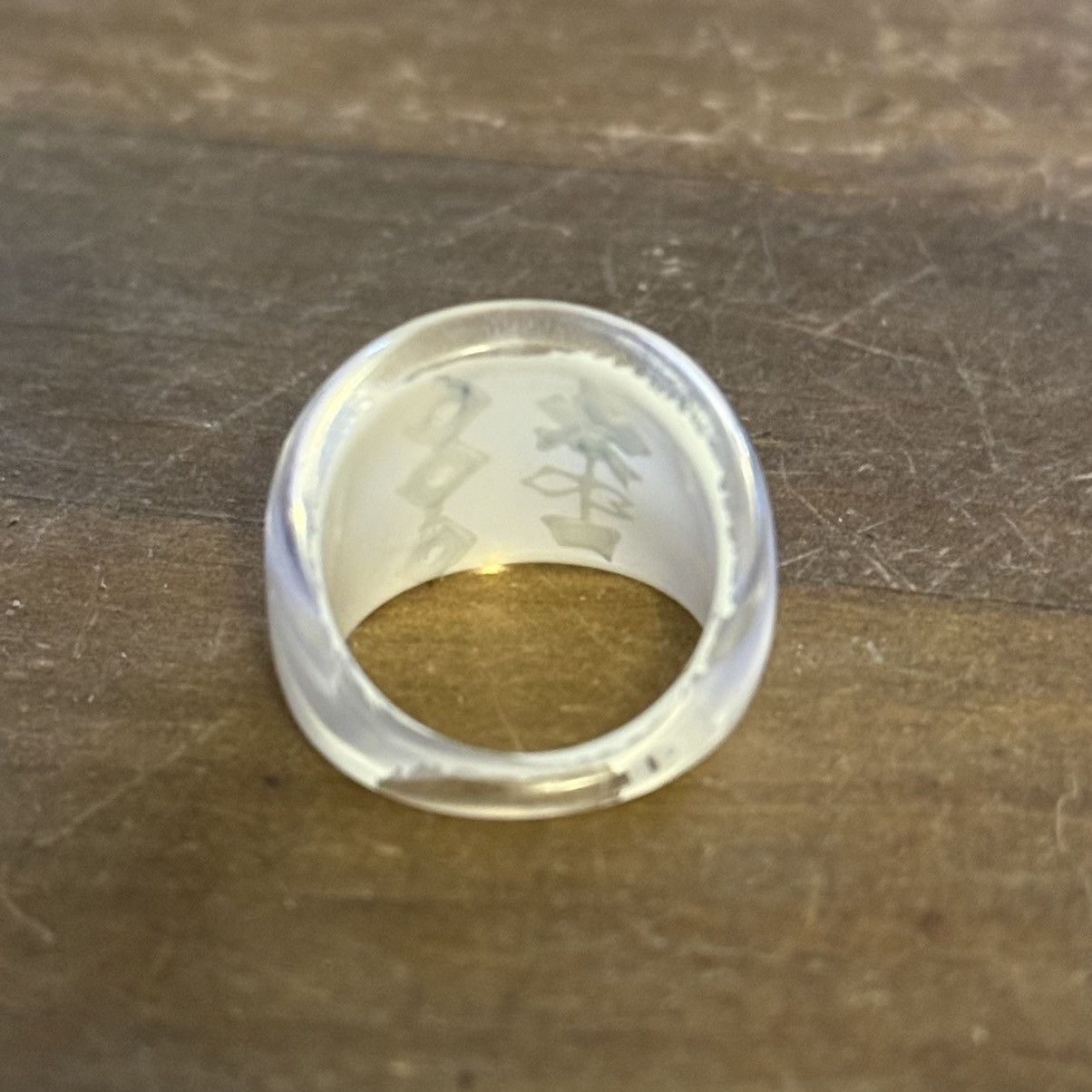 Vintage Vintage clear painted lucite dome ring Size ONE SIZE - 6 Thumbnail