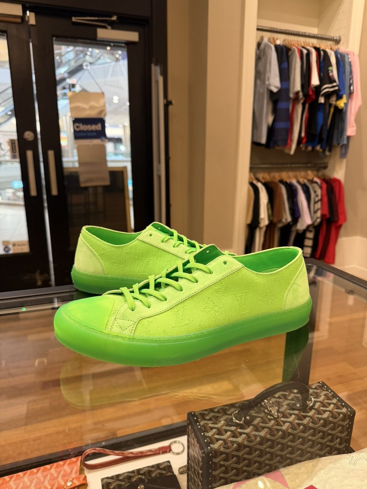 Louis Vuitton Louis Vuitton Tattoo Canvas Sneakers Low - Neon Green Size US 12 / EU 45 - 3 Thumbnail