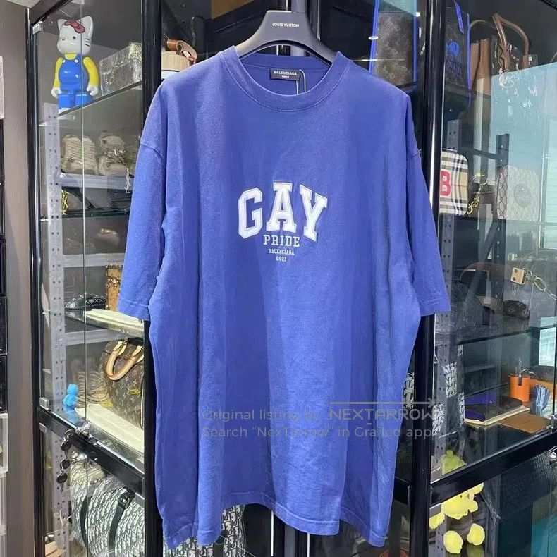 Balenciaga Balenciaga GAY lettering embroidery blue short sleeve, siz Size US L / EU 52-54 / 3 - 1 Thumbnail