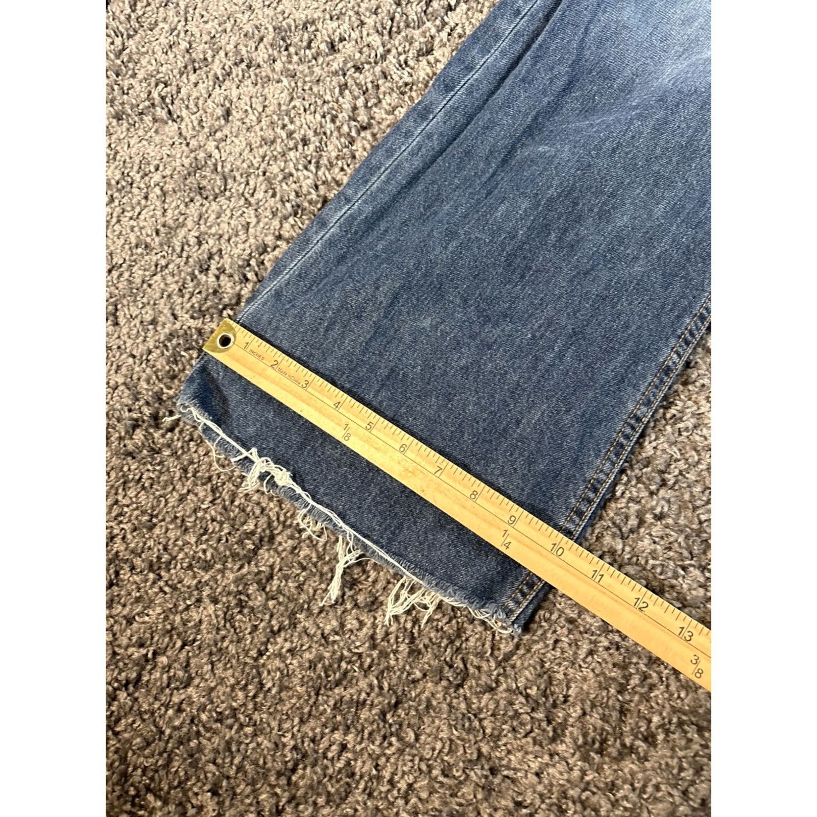 Aeropostale AeroPOSTALE Jeans Womens 30x32 Wide-Leg High Rise Dark Frayed Distressed Pockets Denim Blue 100% Cotton Regular Jeans Womens Boys Girls Size 30" / US 8 / IT 44 - 3 Thumbnail
