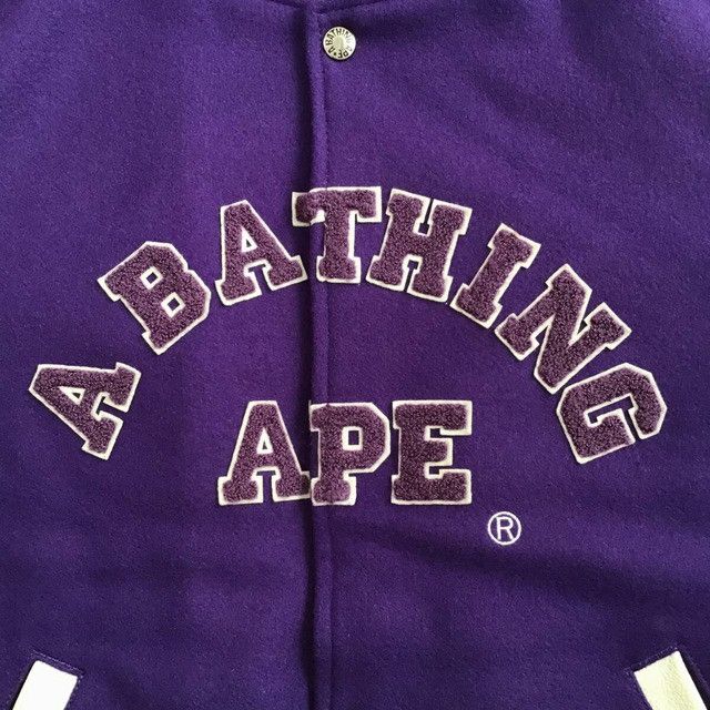 Bape BAPE Giant Head Leather Sleeve varsity jacket a bathing ape Size US S / EU 44-46 / 1 - 4 Thumbnail