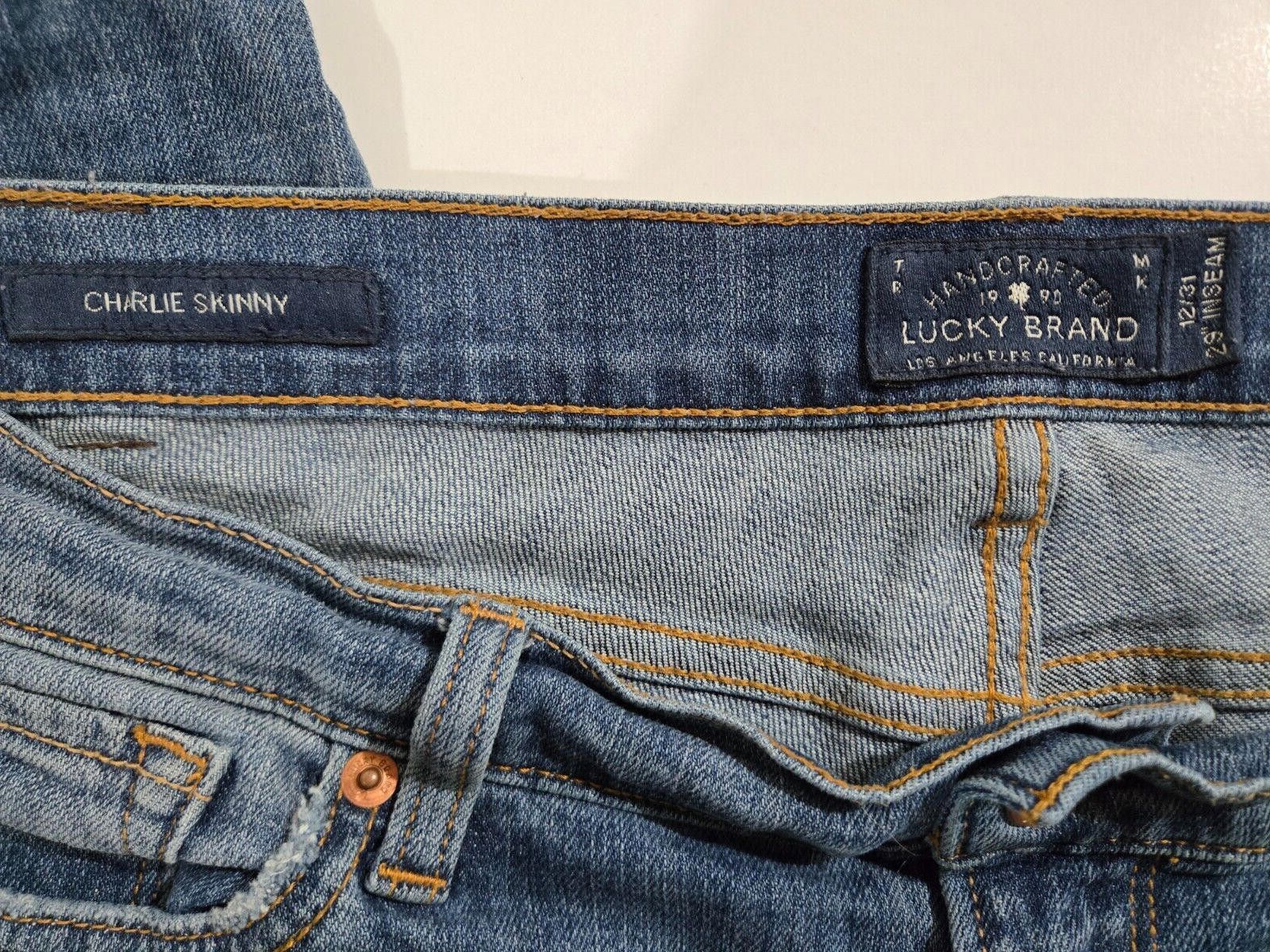 Designer Women's Lucky Jeans Charlie Skinny Distressed Denim 12/31 Size 34" / US 12 / IT 48 - 5 Thumbnail