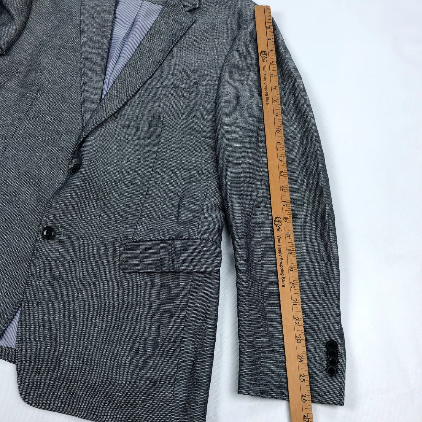 Banana Republic Banana Republic Blazer Jacket Sport Coat 2 Piece Gray Birdseye Linen Blend 44 Regular Men Mens Jacket Suit Office Career Casual Vintage No Size 44R - 7 Thumbnail