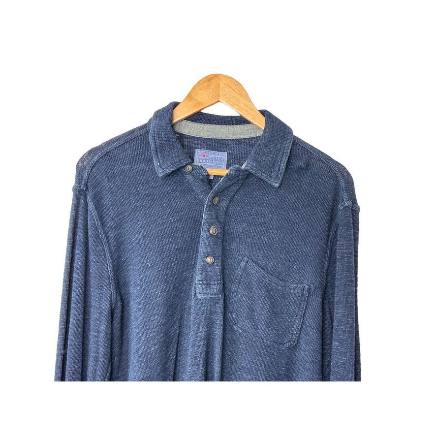 Lucky Brand Lucky Brand Navy Blue Long Sleeve Cotton Polo Shirt Size US M / EU 48-50 / 2 - 7 Thumbnail