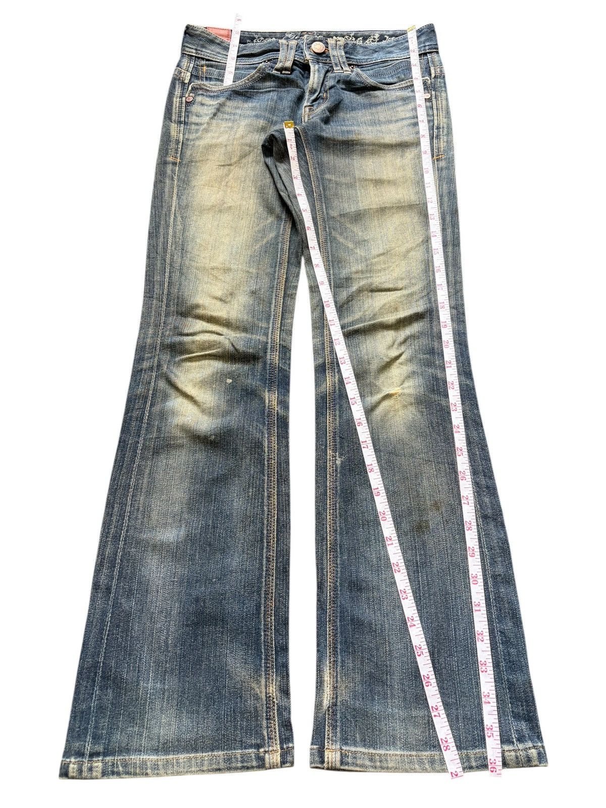 Hysteric Glamour Vintage Japanese Brand Mud Distress Low Rise Flare Jeans Size 28" / US 6 / IT 42 - 7 Thumbnail
