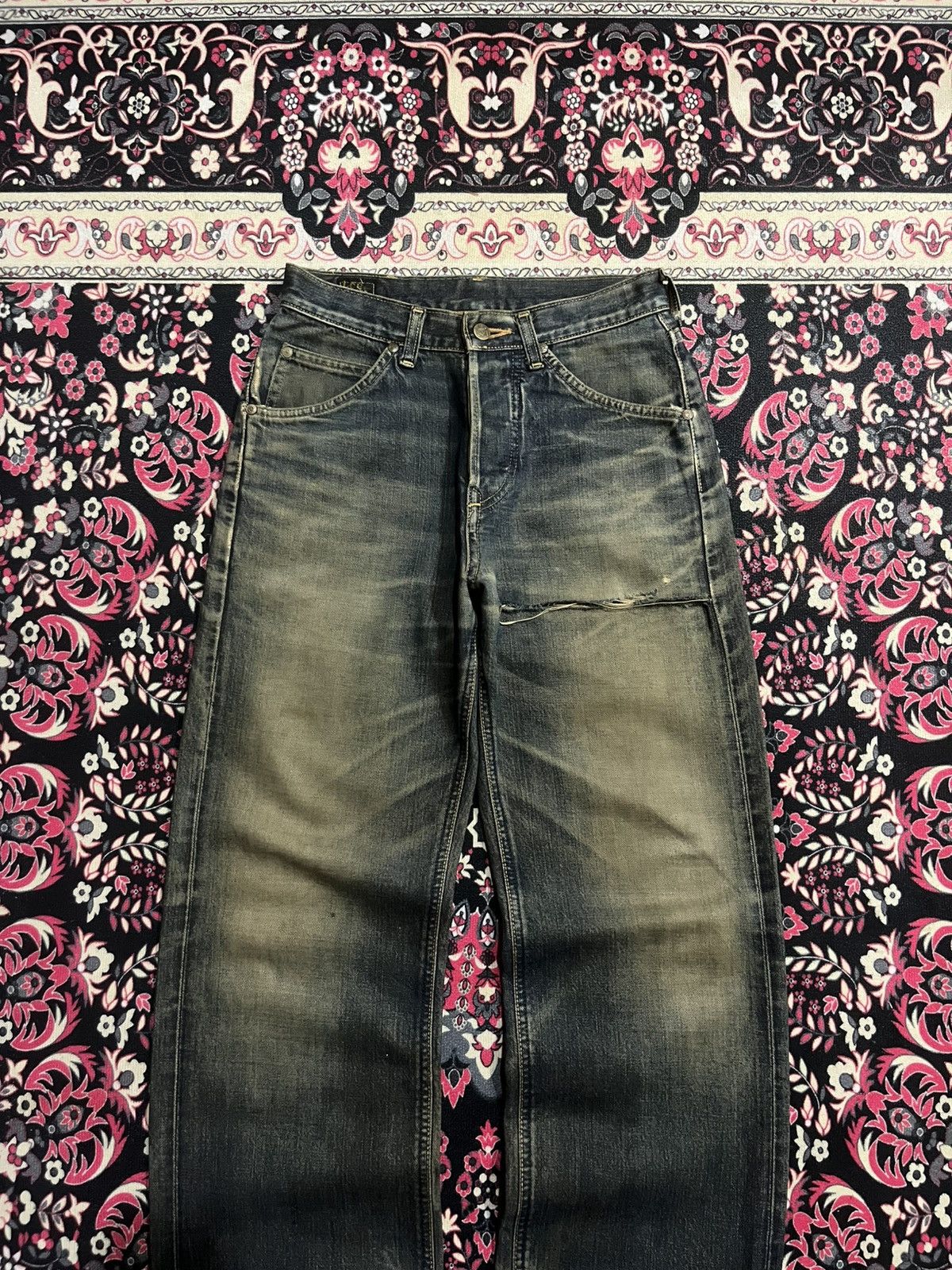 Vintage ⚡️Selvedge⚡️Vintage Lee Riders Sanforized Mud Washed Jeans Size US 27 - 4 Thumbnail