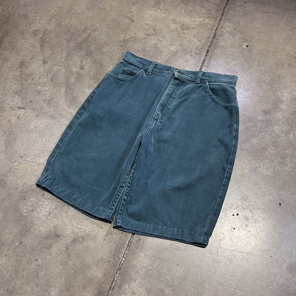Lee Vintage 90s Lee Denim Jean Shorts Hunter Green Faded Skater Size US 31 - 6 Thumbnail