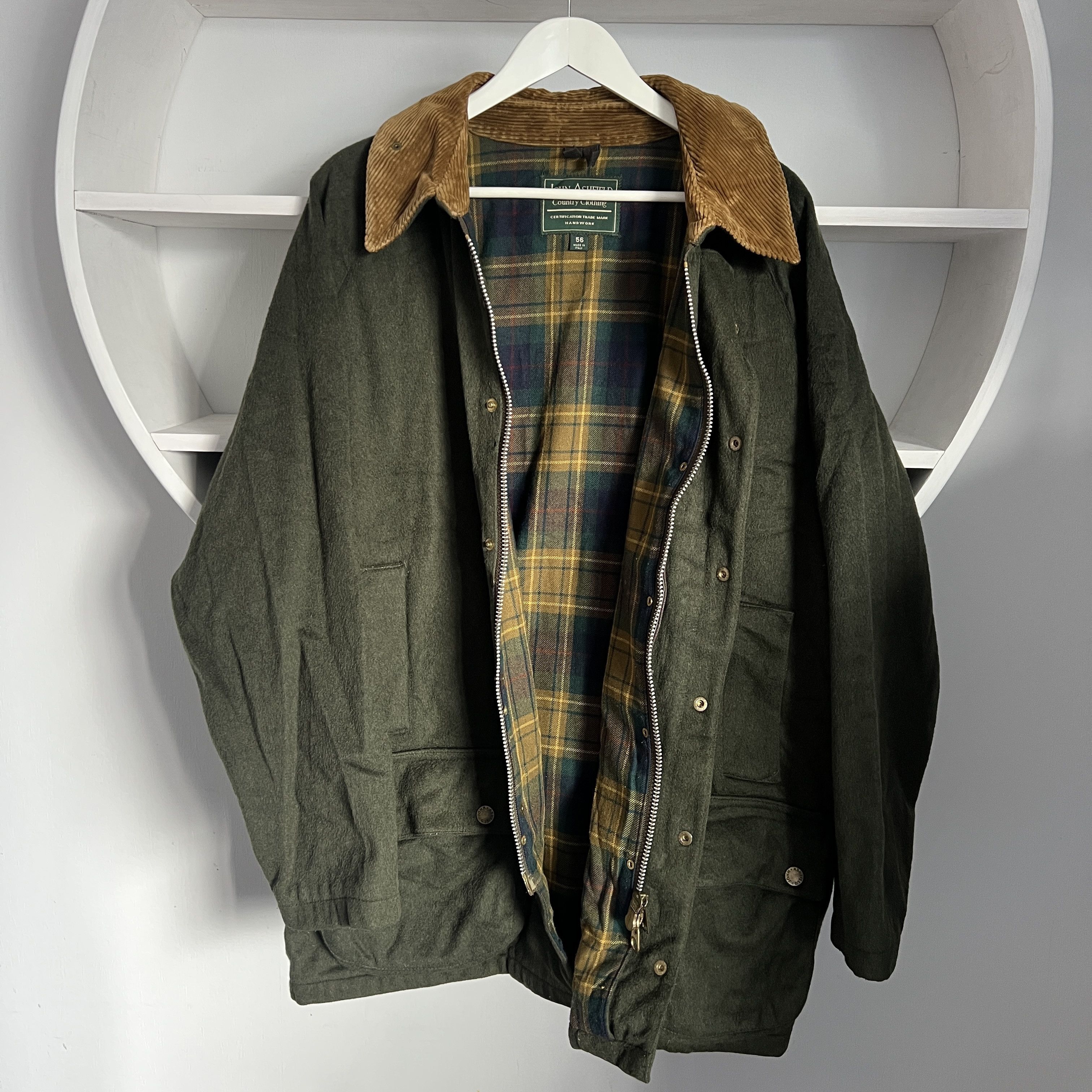 Barbour VINTAGE Men's JOHN ASHFIELD Wool Hunting Green Jacket Size US XL / EU 56 / 4 - 5 Thumbnail