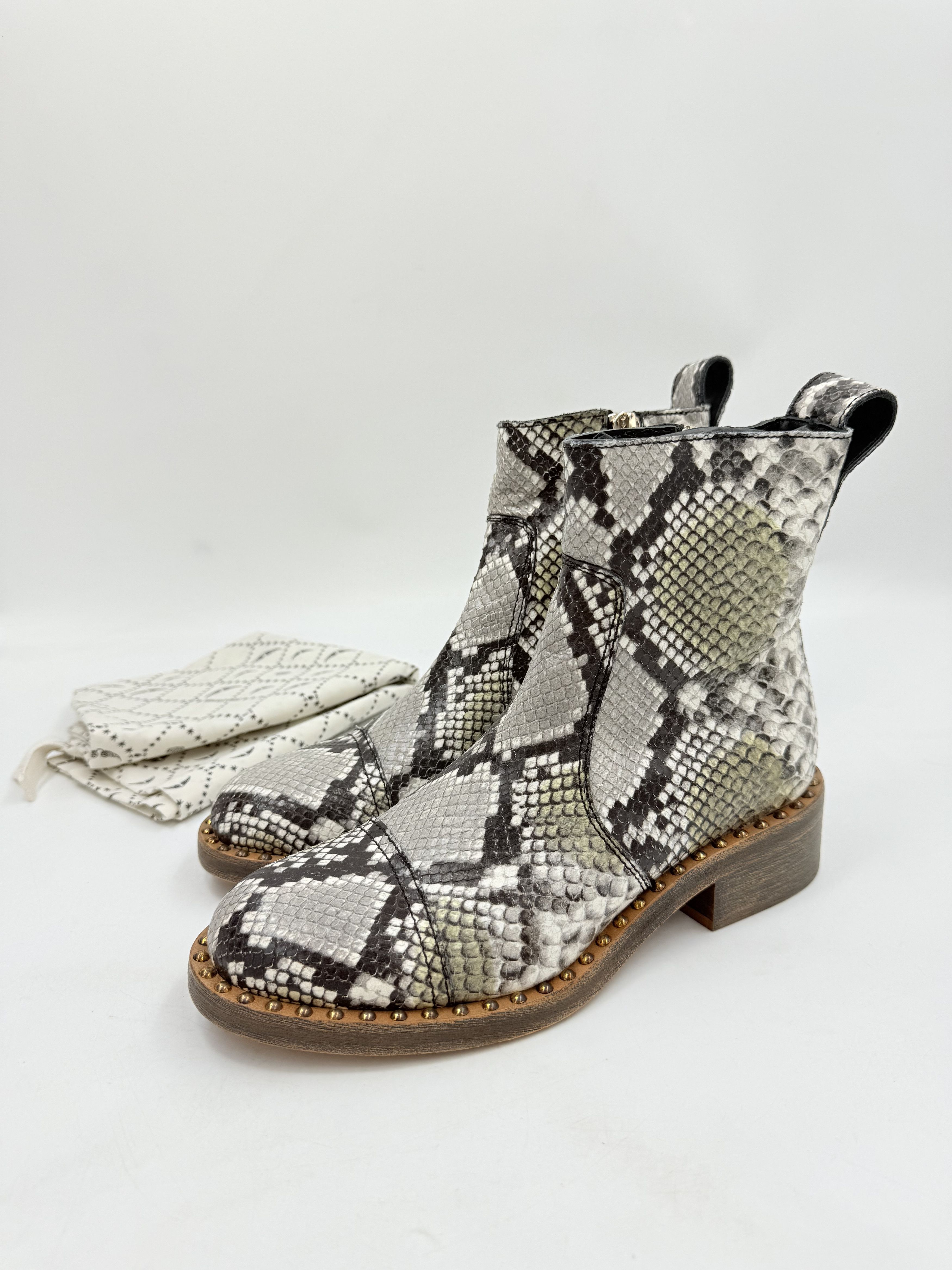 Zadig & Voltaire Zadig & Voltaire Snake Print Leather Ankle Boots Size US 4.5 / IT 34.5 - 4 Thumbnail