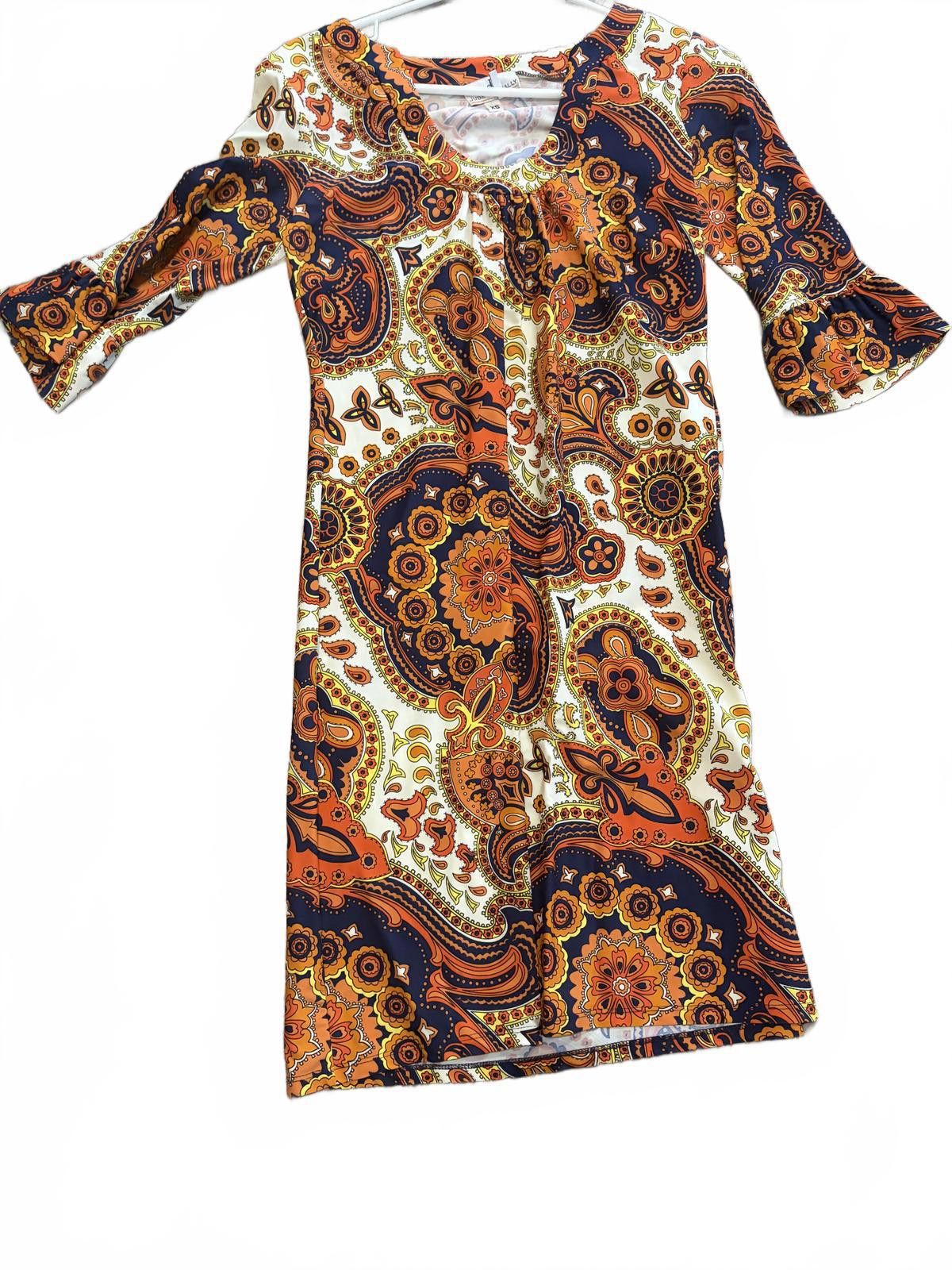 Other Jude Connally Vintage Paisley Dress w/ 3/4 Bell Sleeves s XS Size XS / US 0-2 / IT 36-38 - 2 Thumbnail