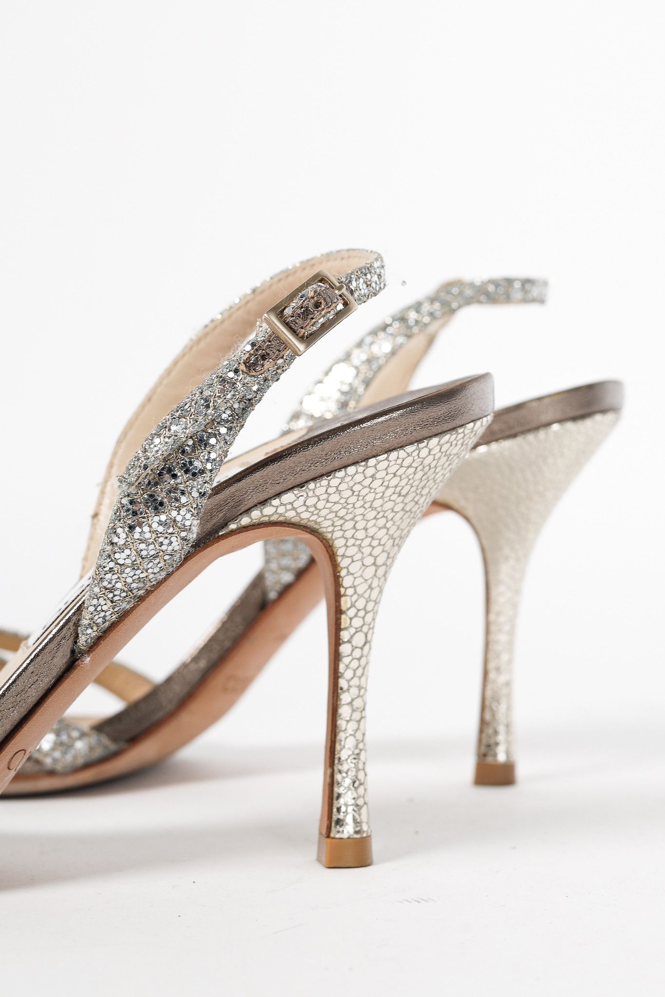 Jimmy Choo Jimmy Choo India Champagne Glitter Fabric Sandals Size US 5.5 / IT 35.5 - 7 Thumbnail
