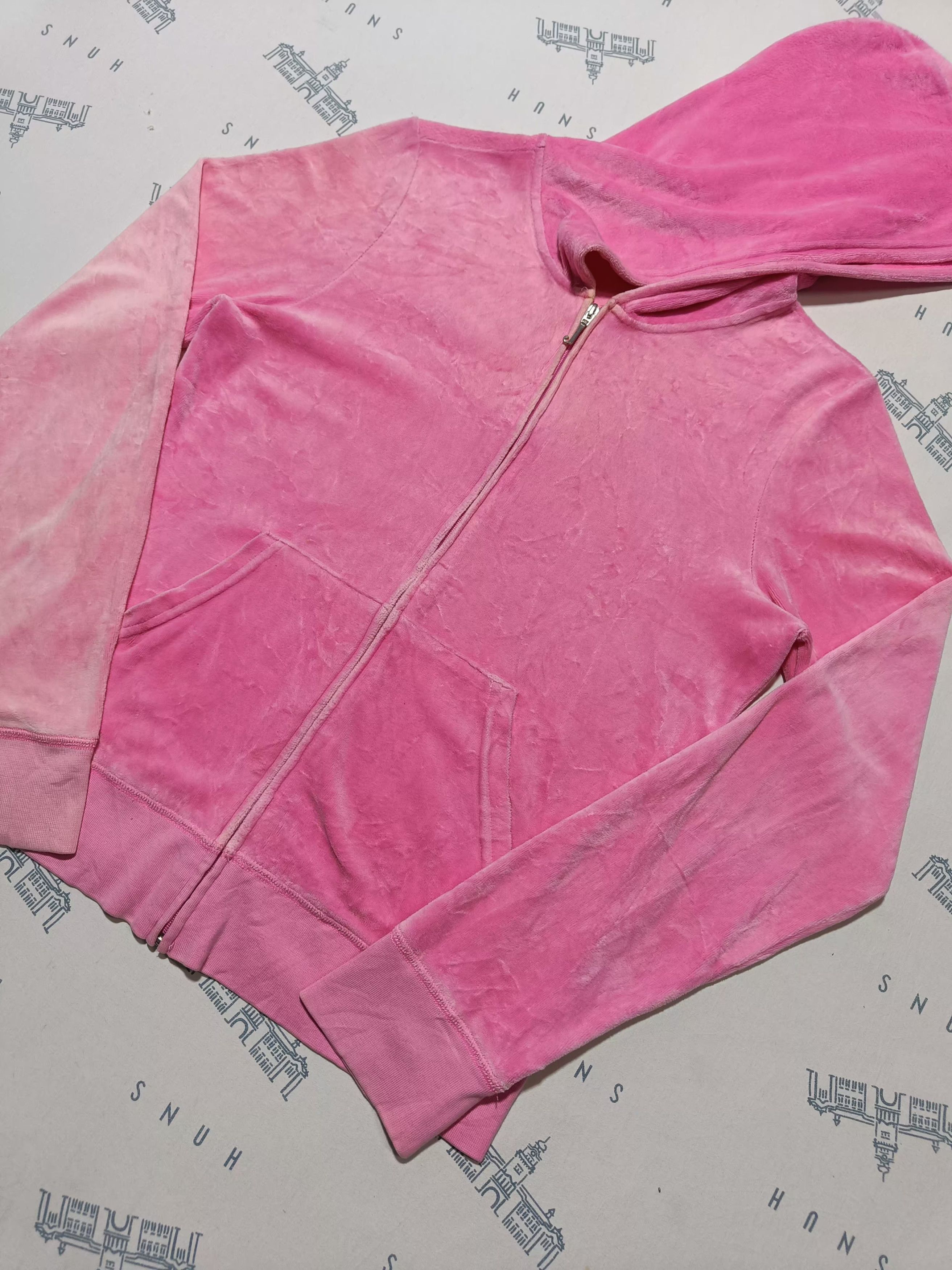 Juicy Couture Vintage JUICY COUTURE Pink Velvet Zipper Hoodie Size L / US 10 / IT 46 - 7 Thumbnail
