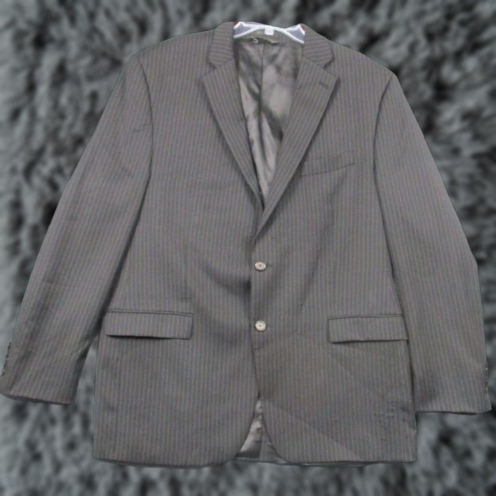 Ralph Lauren Lauren Ralph Lauren Blazer Men 46L Gray Pinstripe Wool Sport Coat Jacket Size 46R - 1 Thumbnail