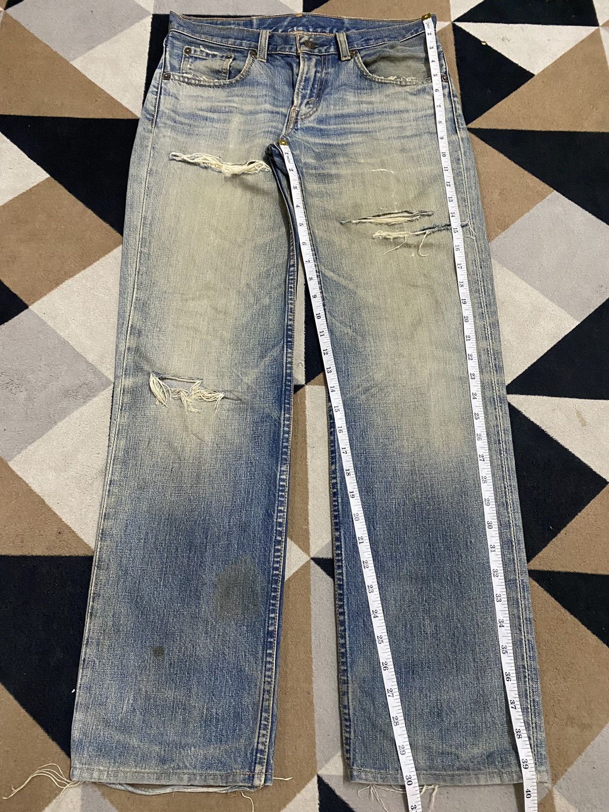 Levi's Vintage Levis 502 Mud Wash Distressed Loose Jeans Size US 31 - 15 Thumbnail