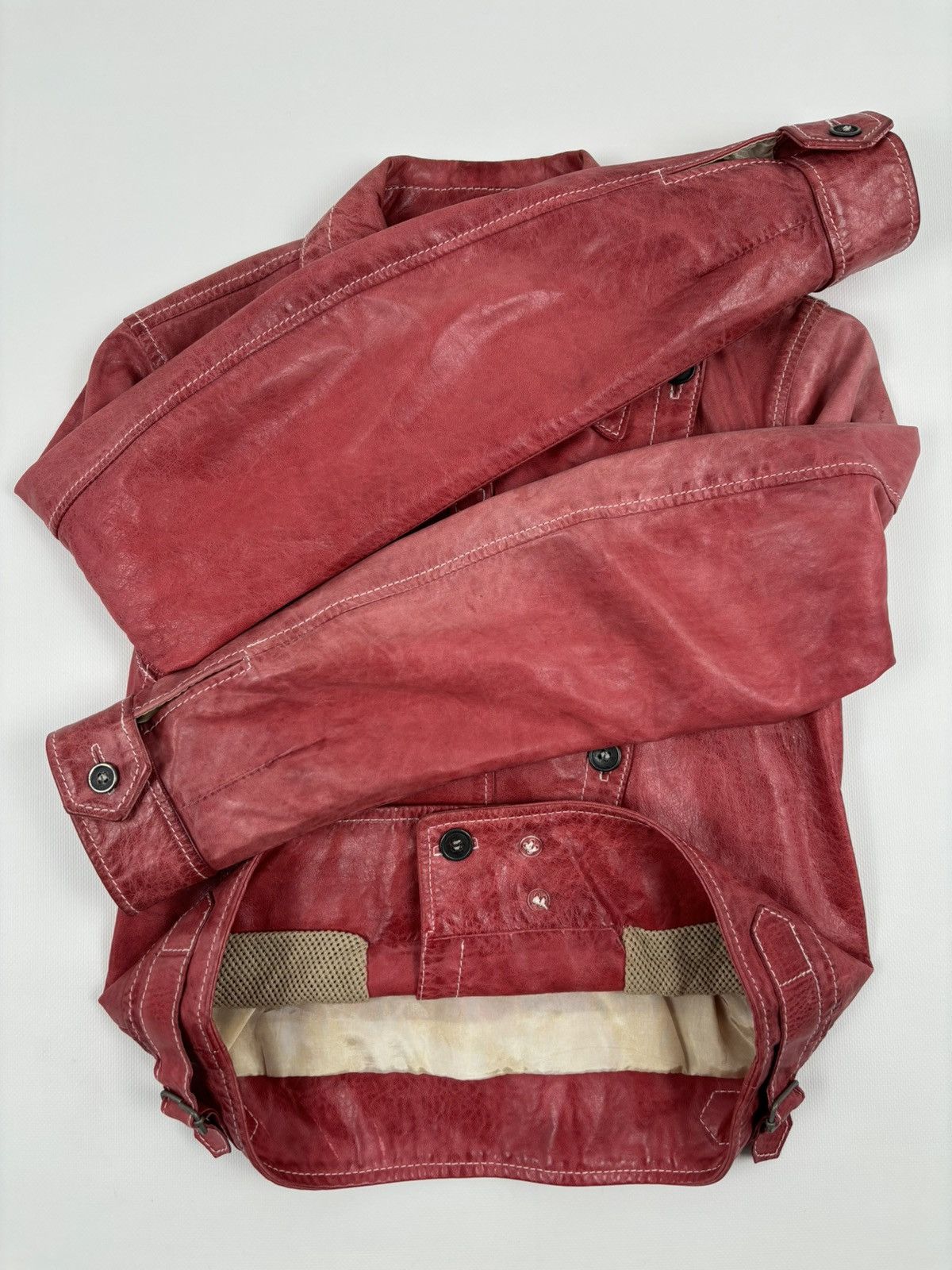Belstaff RARE VTG BELSTAFF 'The Aviator' Leather Red Jacket Biker Coat Flight Bomber 42 Size M / US 6-8 / IT 42-44 - 12 Thumbnail