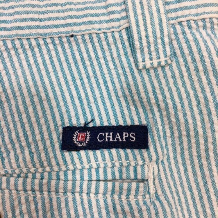 Chaps Ralph Lauren Chaps Ralph Lauren Aqua Blue White Stripe SEERSUCKER Shorts Size US 38 / EU 54 - 2 Thumbnail