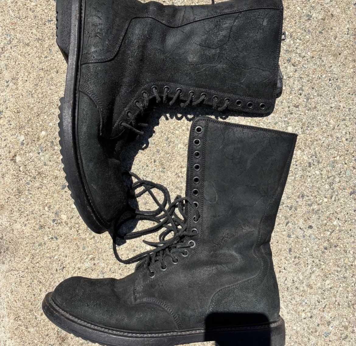 Rick Owens Rick Owens Black Suede Sharktooth Combat Boots FW14 Size US 7.5 / EU 40-41 - 2 Thumbnail