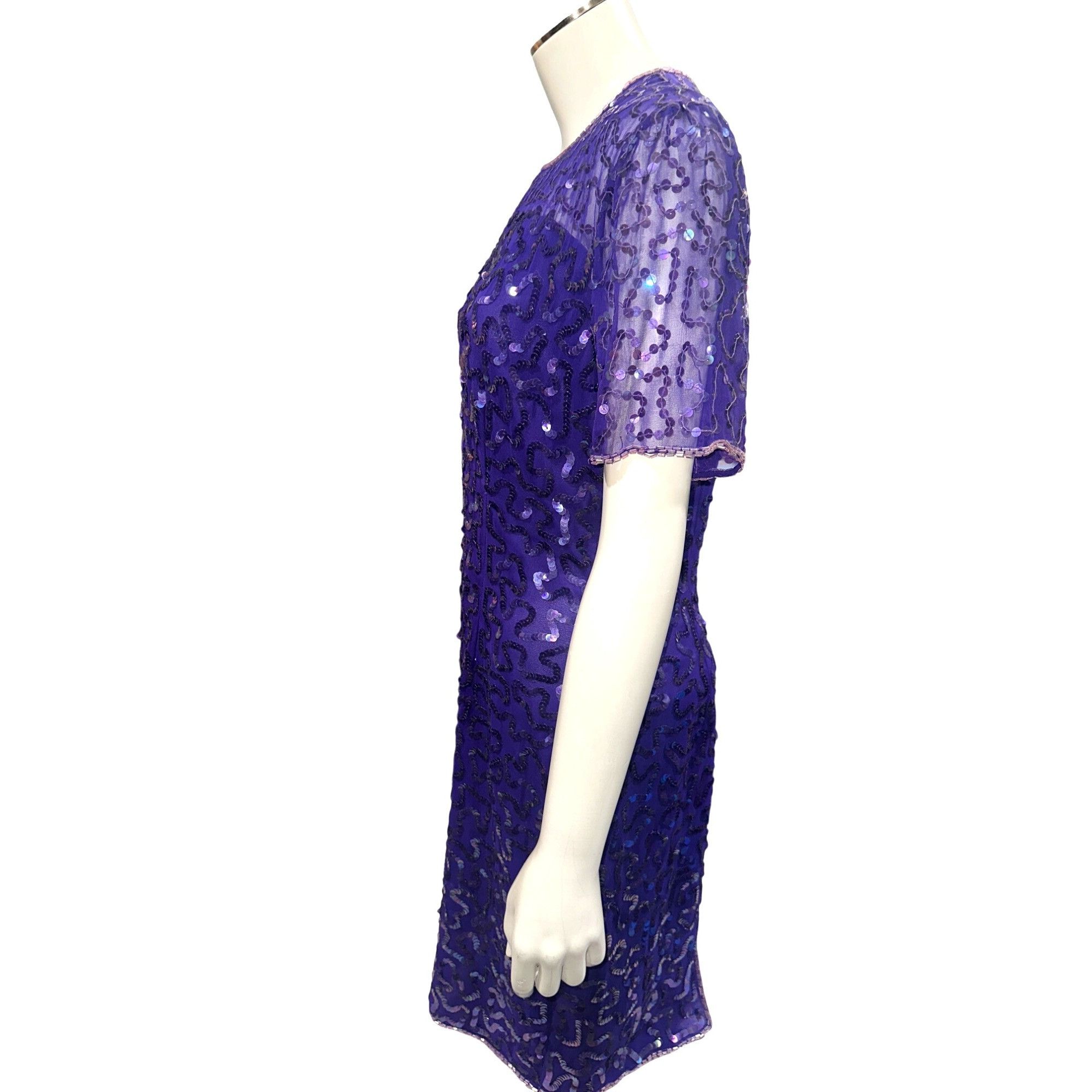 Other All Silk Vintage Dress by Stenay Size 4 Purple Sequin Cockta Size S / US 4 / IT 40 - 3 Thumbnail