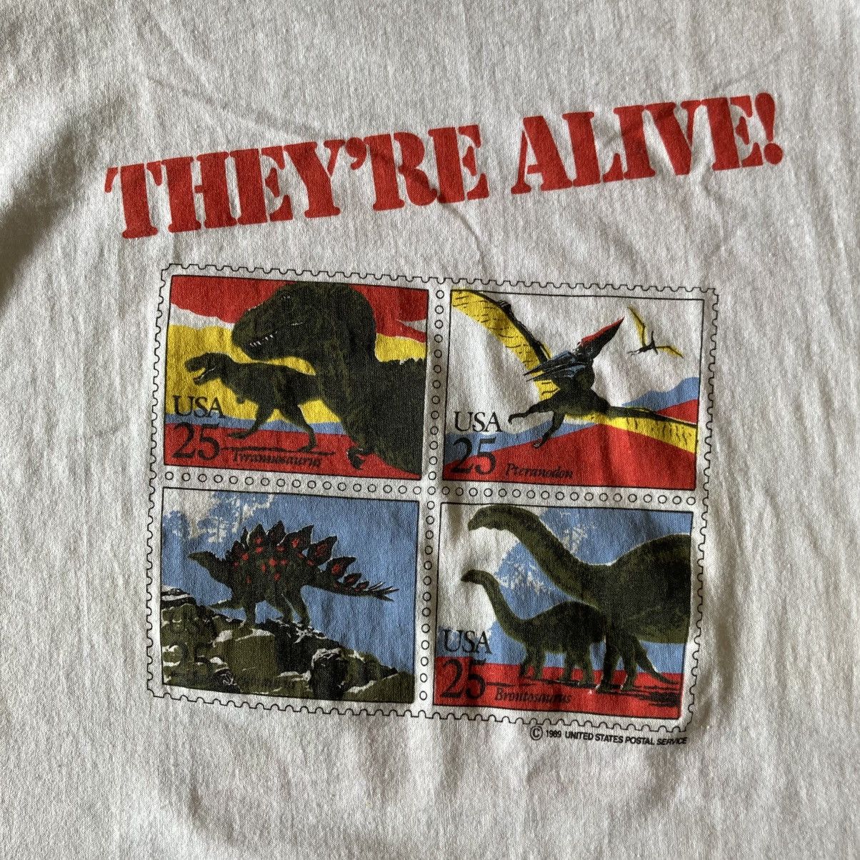 Vintage 1980s How to Lick a Tyrannosaurus Rex USPS stamp promo tee Size US L / EU 52-54 / 3 - 7 Thumbnail