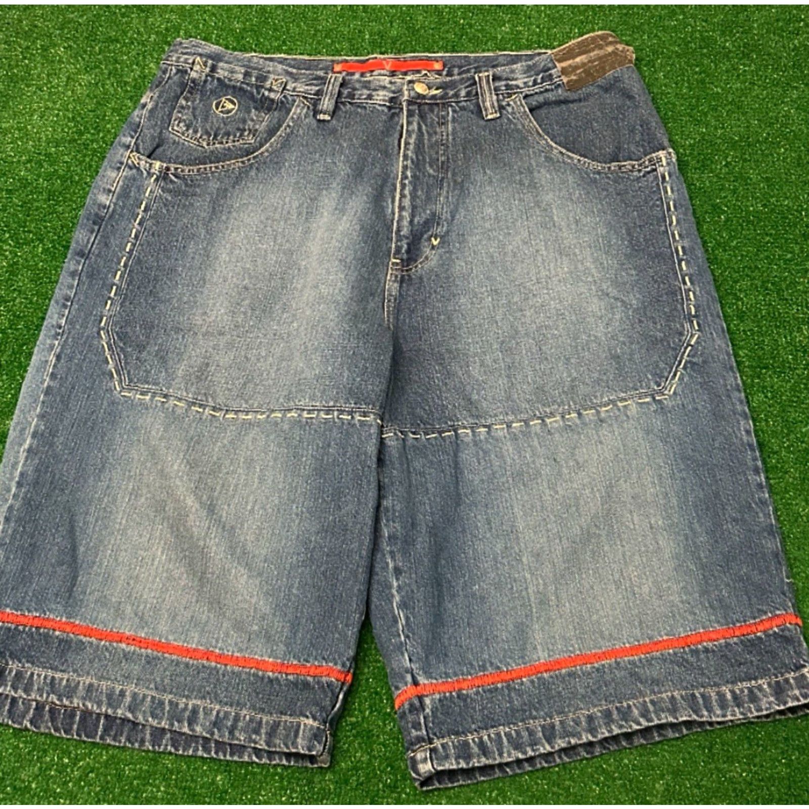 Vintage VINTAGE Vokal JNCO Baggy Hip Hop Skater Grunge Jeans Shorts Mens 40 Jorts Blue Dark Pockets Logo Size US 40 / EU 56 - 2 Thumbnail