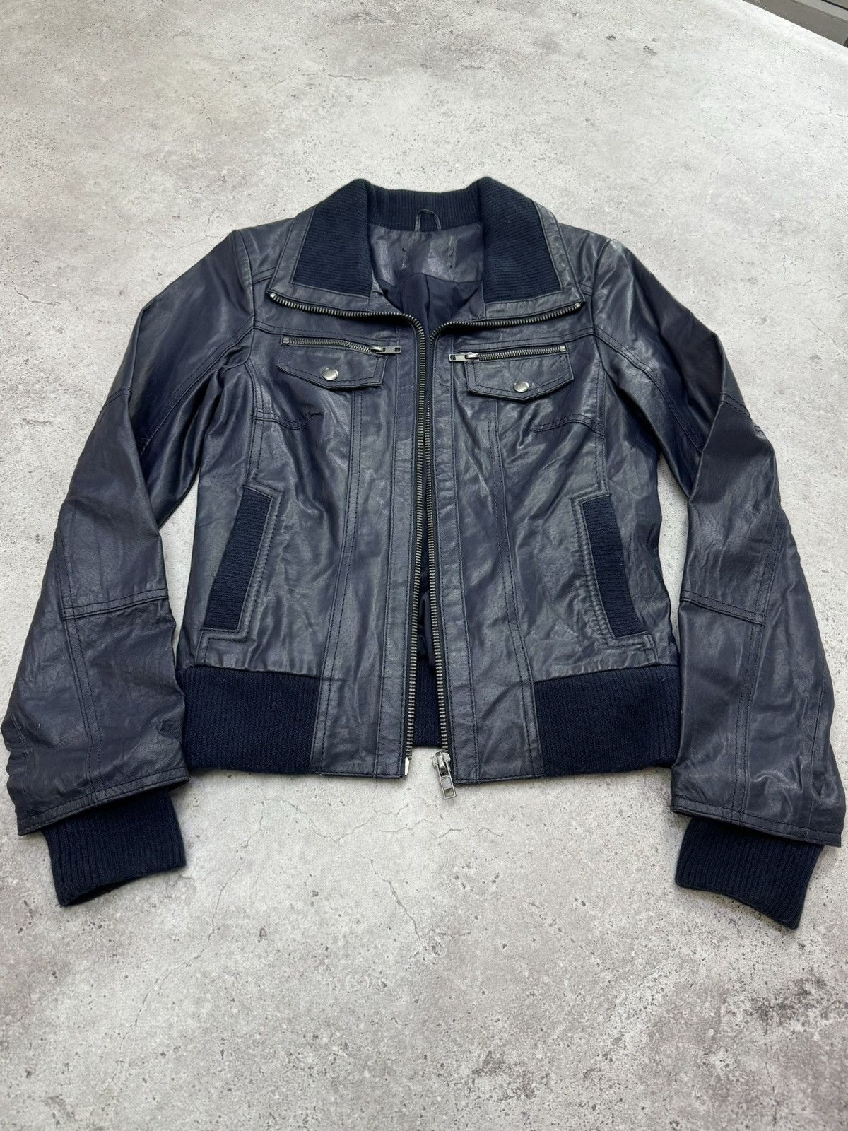 Le Grande Bleu (L.G.B.) Vintage Stone Real Leather Jacket Size US M / EU 48-50 / 2 - 2 Thumbnail