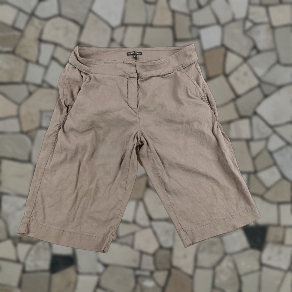 Eileen Fisher VINTAGE Eileen Fisher Shorts Womens 4 Gray Linen Blend Cropped Bermuda Casual Relax Wide-Leg Size 27" / US 4 / IT 40 - 1 Thumbnail
