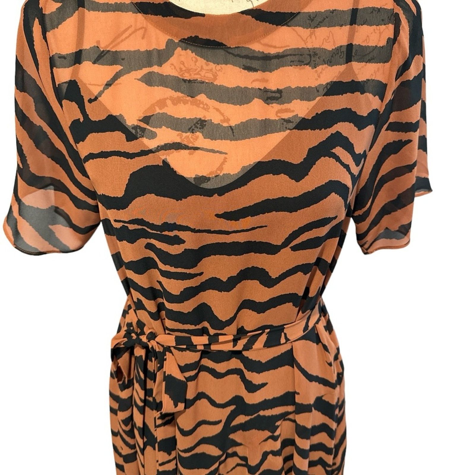Allsaints Allsaints Chiffon Belted Enki Zephyr Tiger Stripe Dress S Size S / US 4 / IT 40 - 8 Thumbnail