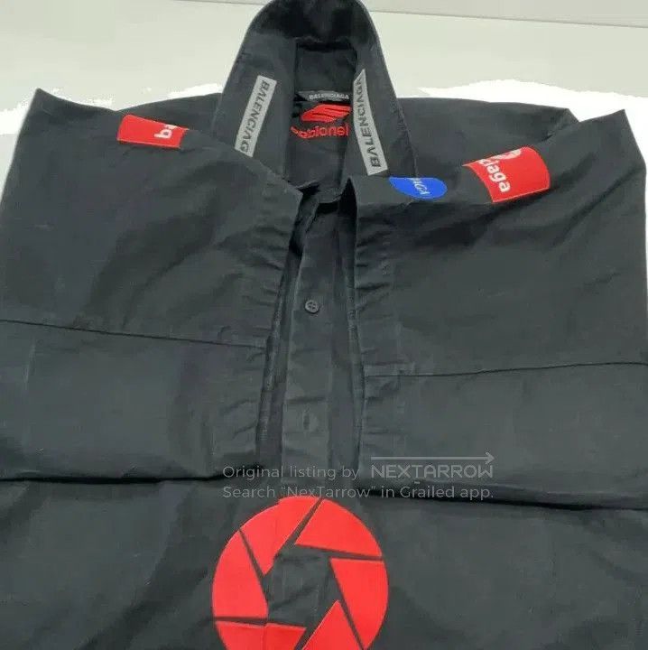 Balenciaga Balenciaga Black Embroidered Logo Short Sleeve Shirt. Size US M / EU 48-50 / 2 - 3 Thumbnail