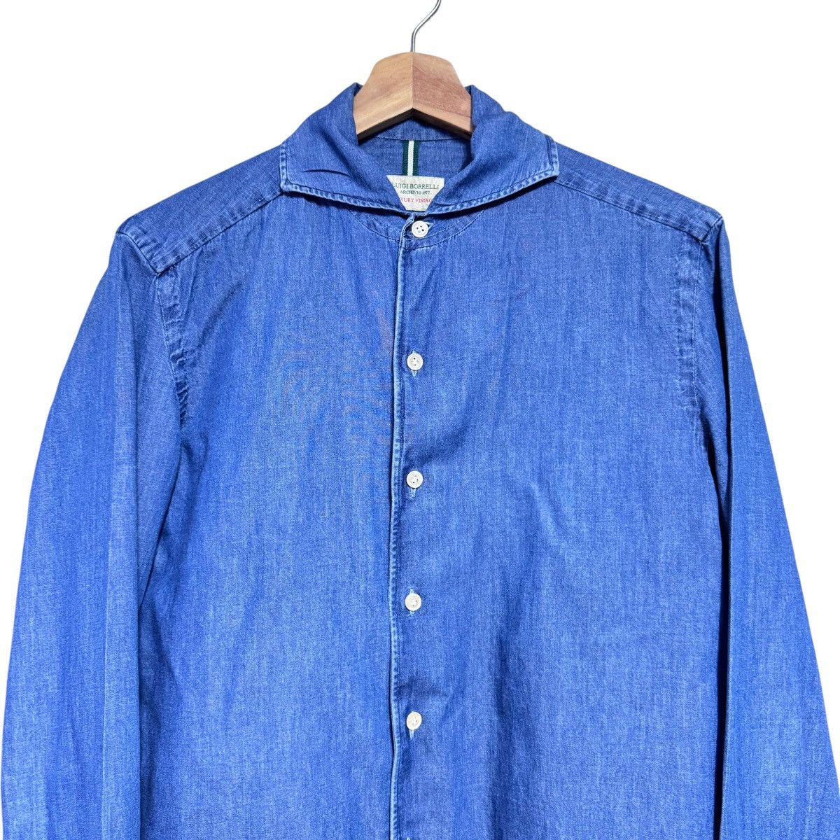 Luigi Borrelli Luigi Borrelli Luxury Vintage Denim Sailor Shirt Size US M / EU 48-50 / 2 - 3 Thumbnail