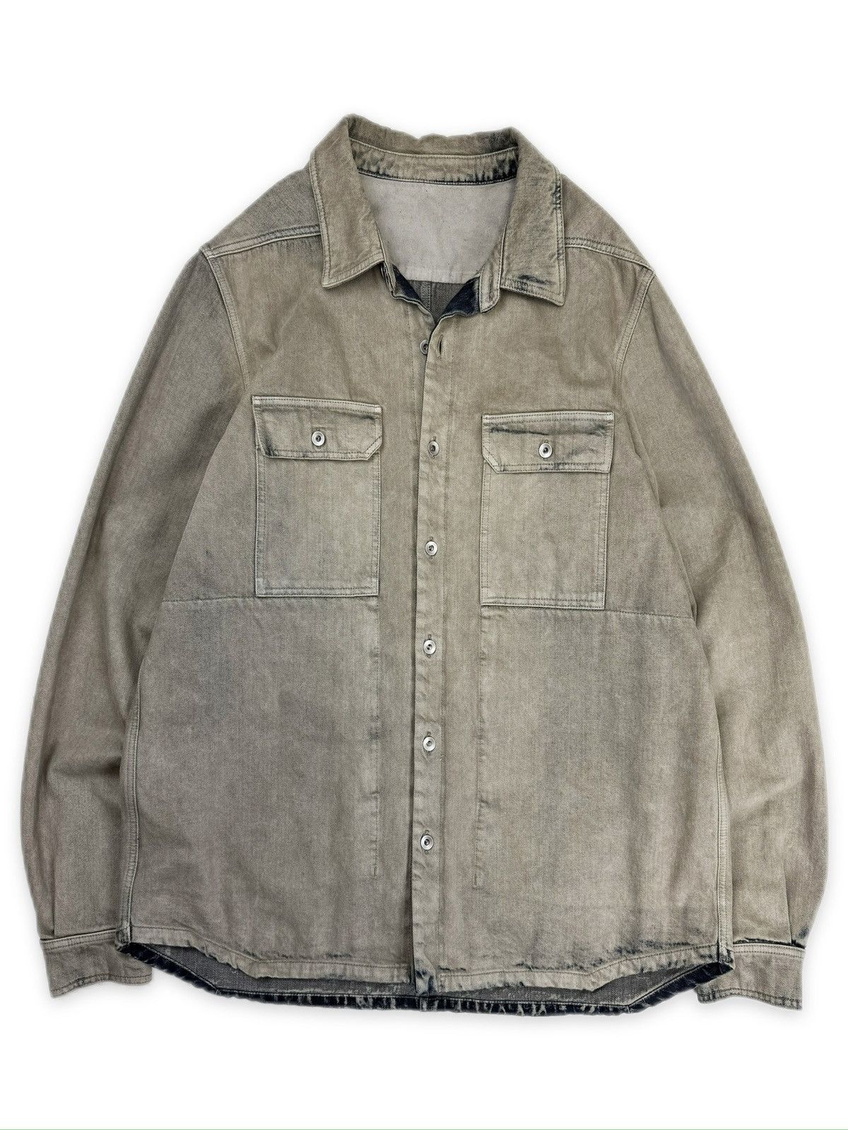 Rick Owens Drkshdw Rick Owens DRKSHDW Mineral / Pearl Washed Denim Cargo Jacket Size US L / EU 52-54 / 3 - 1 Thumbnail