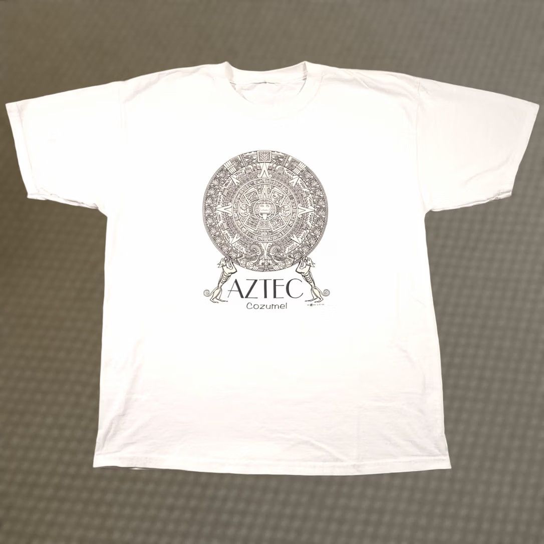 Vintage VINTAGE Cozumel Mexico Travel T Shirt Mens XL/2XL 90s Abstract Mayan Aztec Art Shirt Mens XL Ivory Graphic Print Vintage Aztec 90s Men’s T-Shirt Size US XL / EU 56 / 4 - 1 Thumbnail