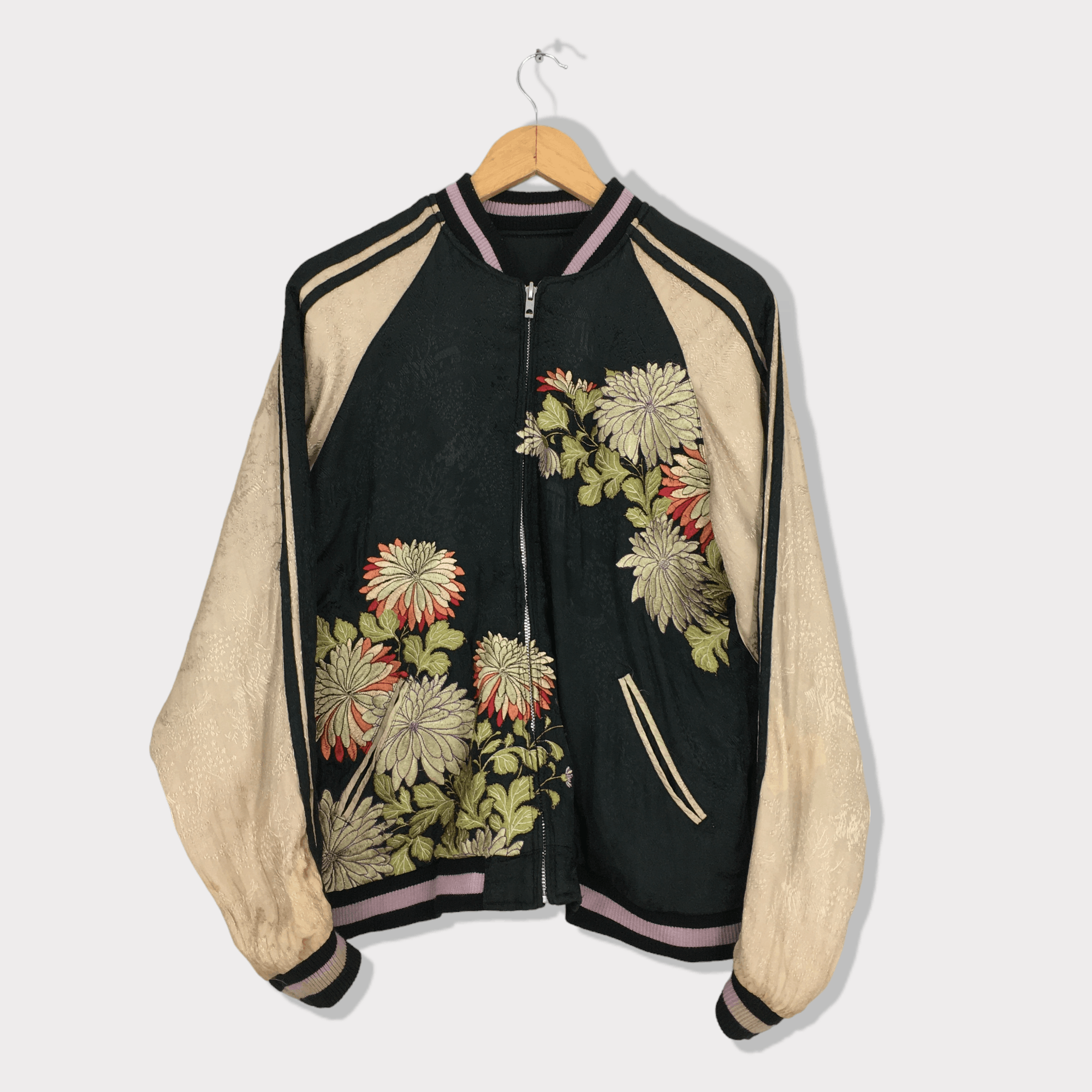 image of Sukajan Japan Sakura Floral Roses Reversible Jacket Medium, Men's