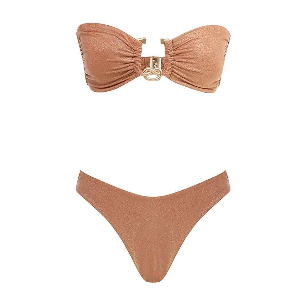 Zimmermann oc11z0525 Size : L / Ottie Metallic Knot Bikini Set Brown Size ONE SIZE - 1 Thumbnail