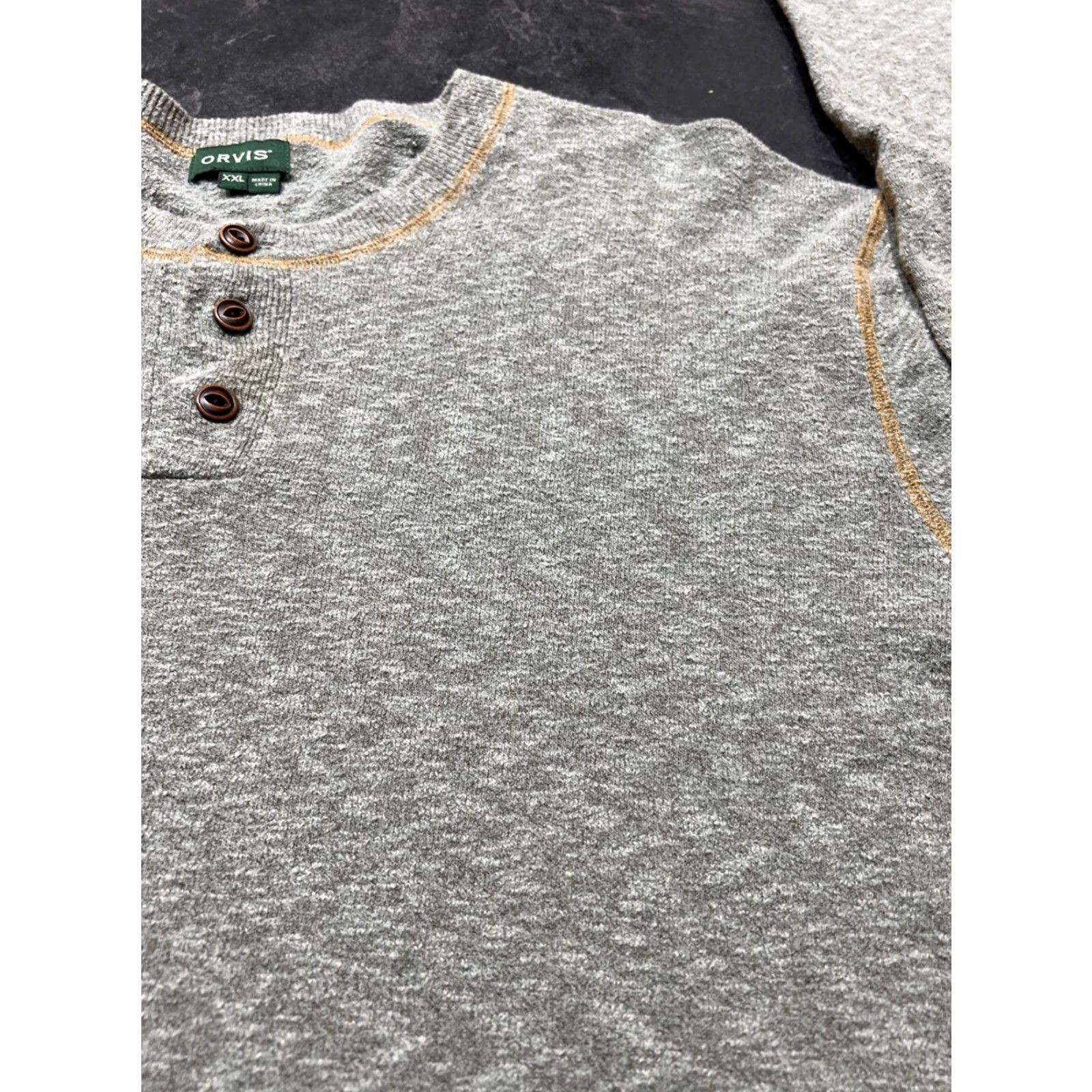 Orvis Orvis Sweater Shirt Men 2XL Gray Henley Knit Cotton Long Sleeve Classic Henley Neck Casual All Seasons Mens 2XL Size US XXL / EU 58 / 5 - 3 Thumbnail