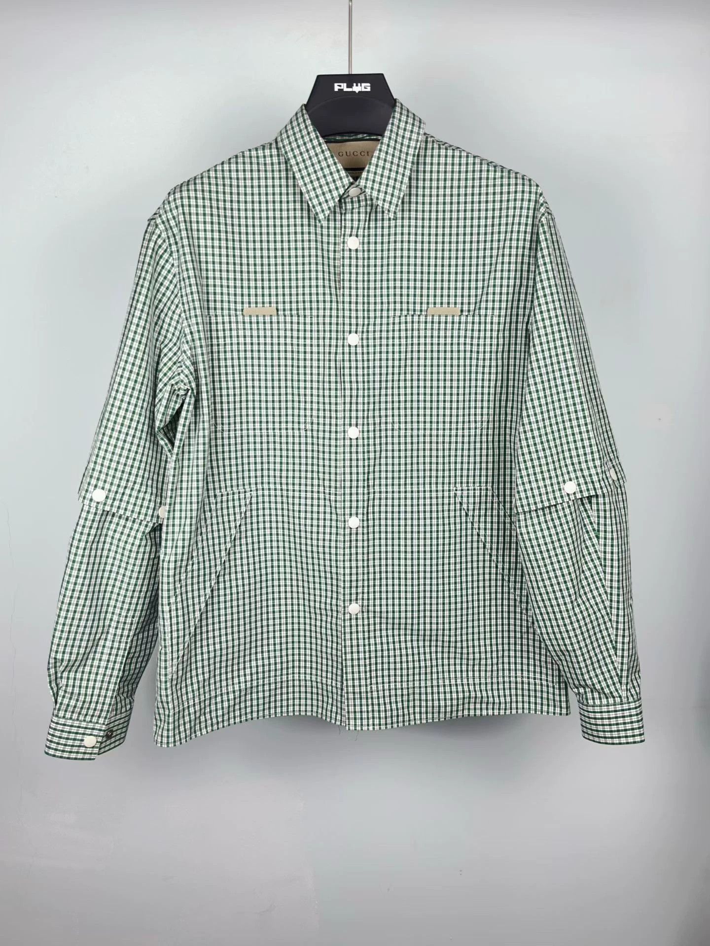 Gucci Gucci New White/Green Check Embroidered Shirt Jacket Size US S / EU 44-46 / 1 - 1 Thumbnail