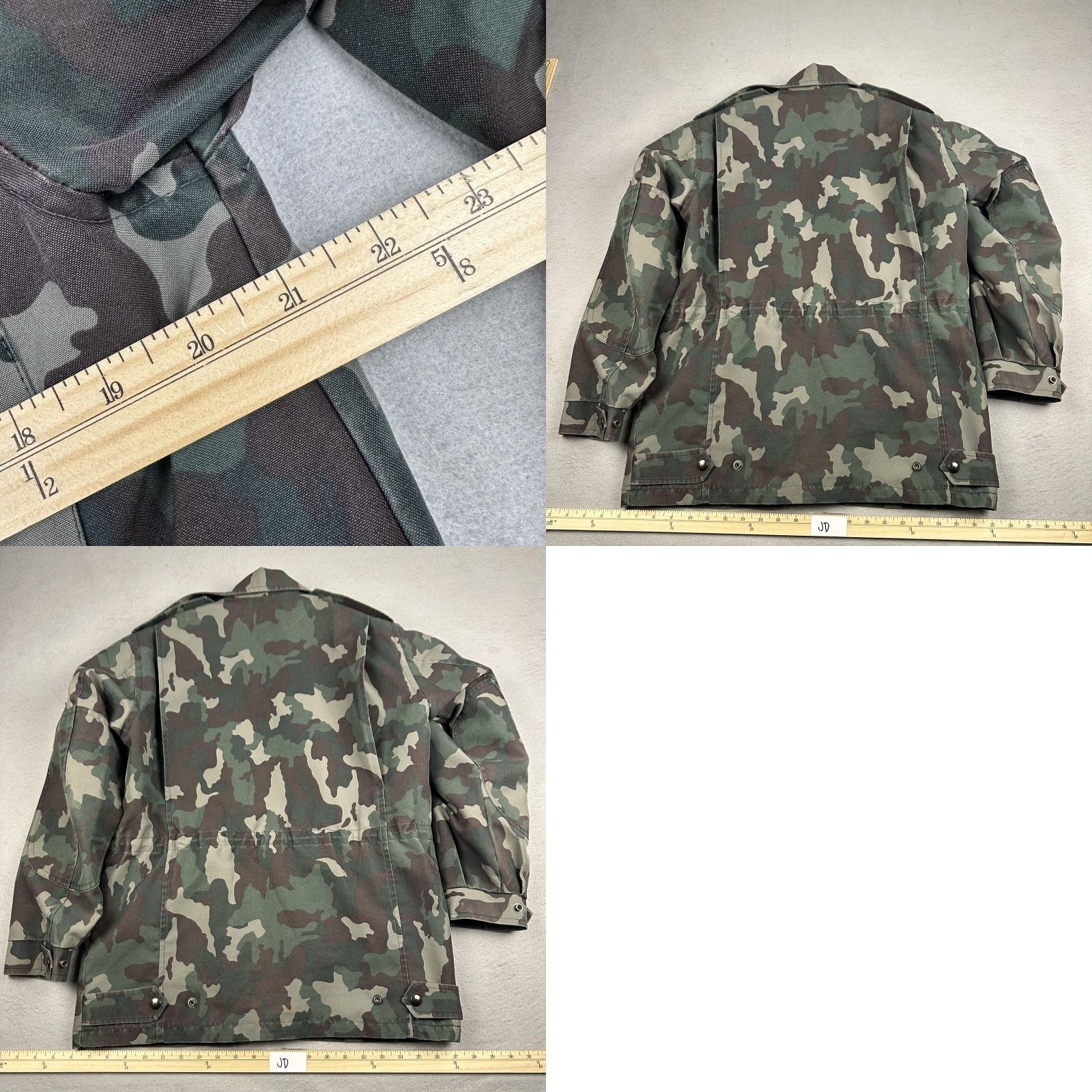 VINTAGE Military Jacket Mens Camouflage Garrison Dress Land PGL Polyester 38 Regular Green Camouflage Coat with Pockets Full Zip Lined Army Style Mens