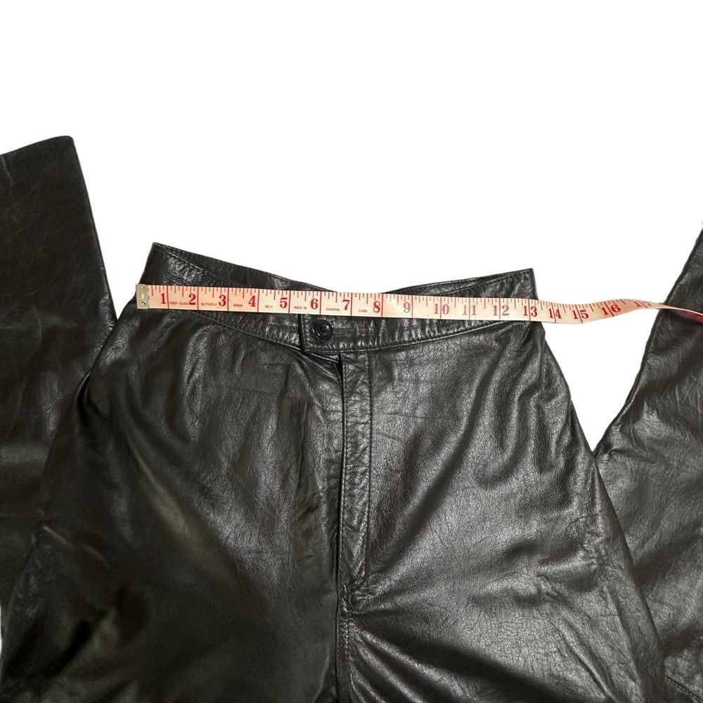 Vintage Vintage Marco Morani Black Leather Straight Leg Moto Pants S Size 26" / US 2 / IT 38 - 6 Thumbnail