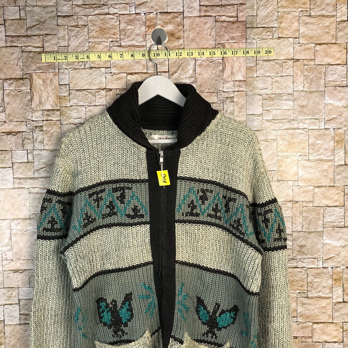 HOLLYWOOD RANCH MARKET × Homespun Knitwear Hollywood Ranch Market HR Grey Knitwear art cardigan #A293 Size US L / EU 52-54 / 3 - 2 Thumbnail