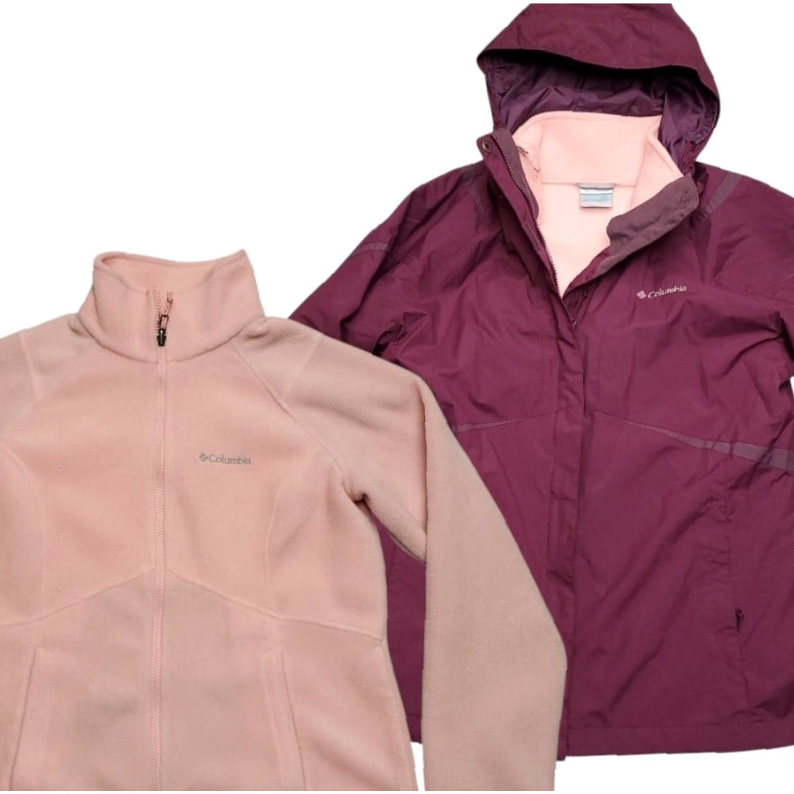 Vintage Columbia Interchange Jacket Womens L Purple Ski Outdoors 3in Fleece Liner System Size M / US 6-8 / IT 42-44 - 2 Thumbnail