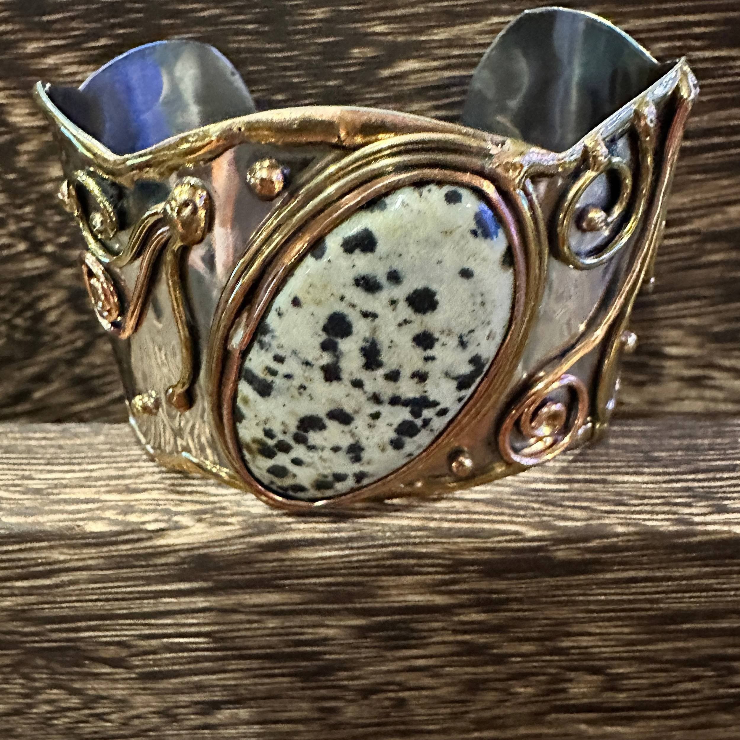 Other Unique Adjustable Cuff Bracelet with Dalmation Jasper and Mi Size ONE SIZE - 4 Thumbnail