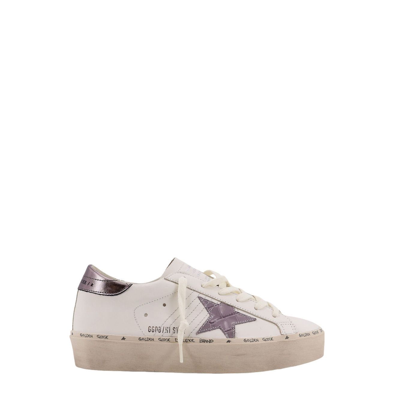GOLDEN GOOSE Hi Star Women's White/Purple Leather Sneakers N