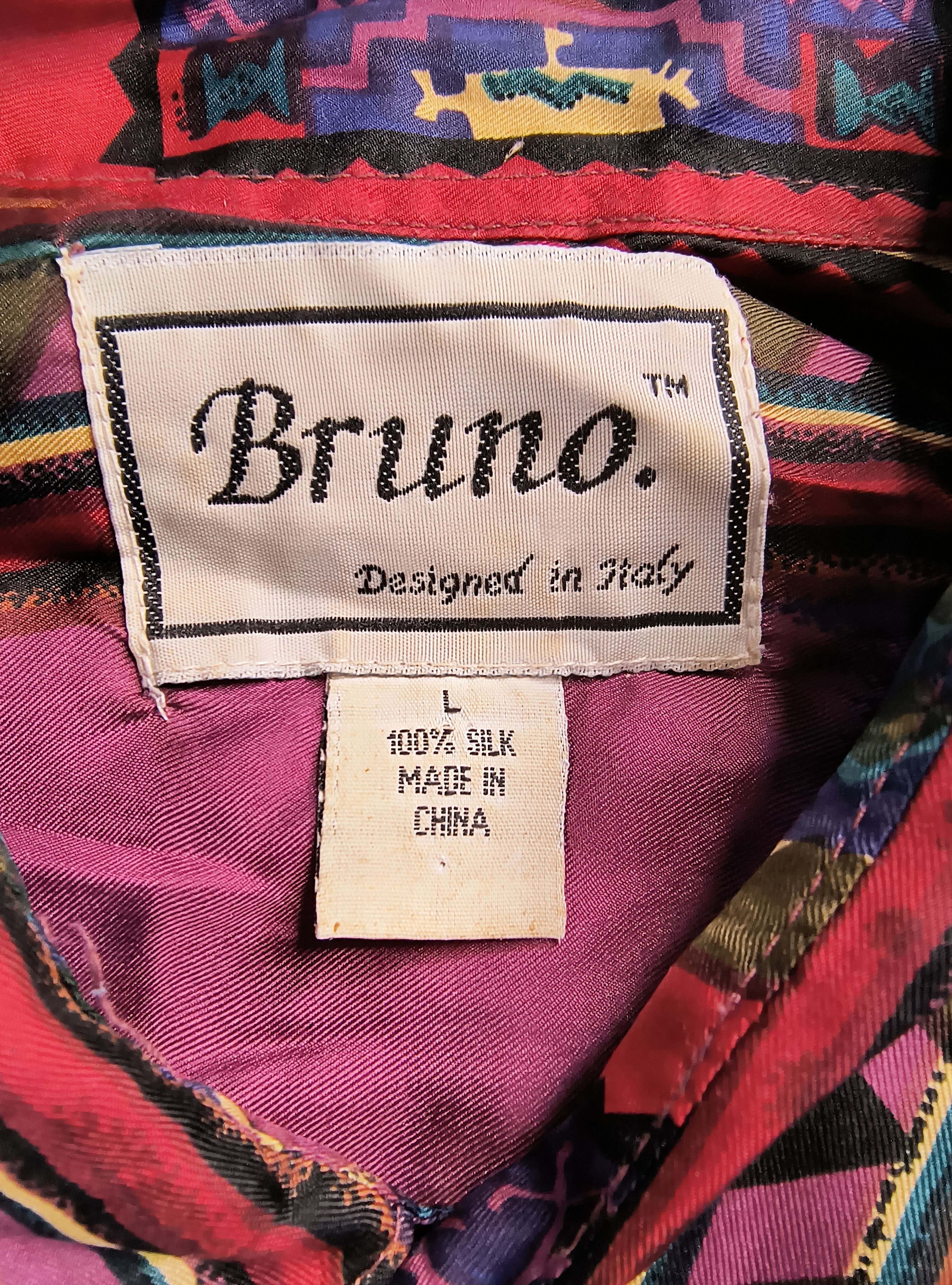 Vintage Vintage Bruno 100% silk 90s button up shirt Size US L / EU 52-54 / 3 - 5 Thumbnail