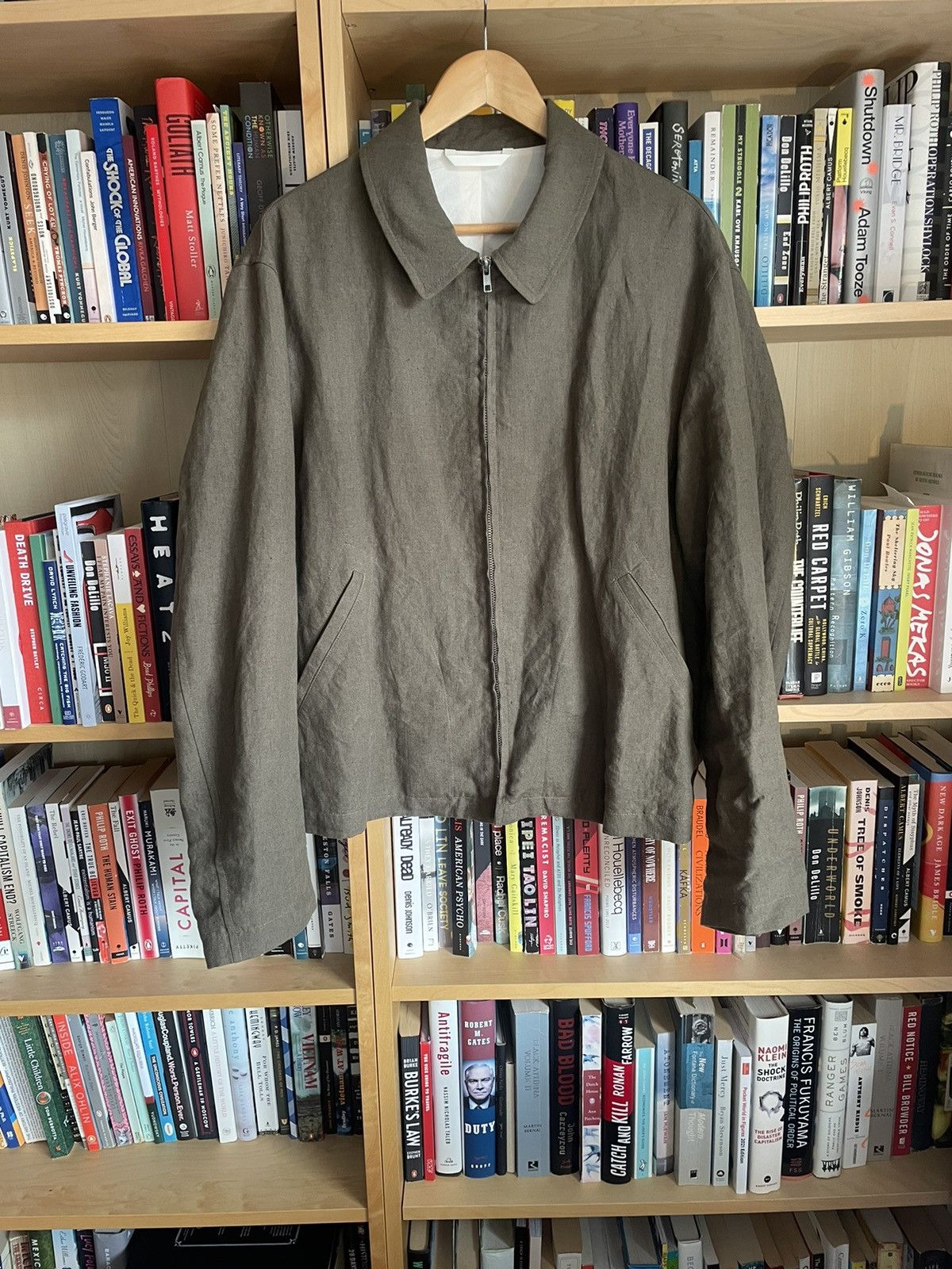Pre-owned James Coward Site Jacket - Olive Stonewashed Linen In Green