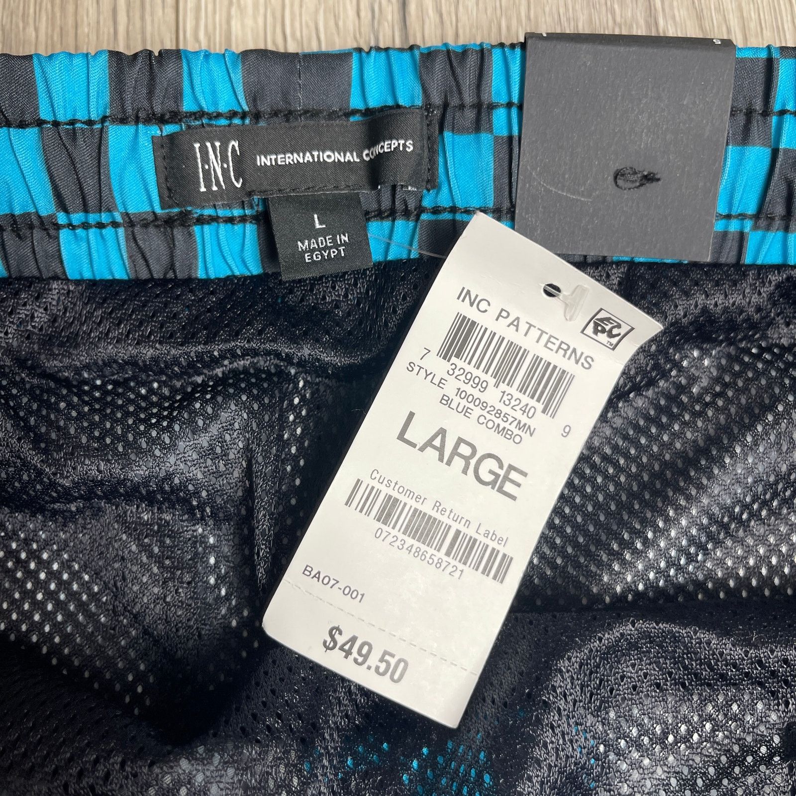 Other INC Patterns Zane Quick-Dry 5" Swim Trunks Blue Check Large Size US 34 / EU 50 - 4 Thumbnail