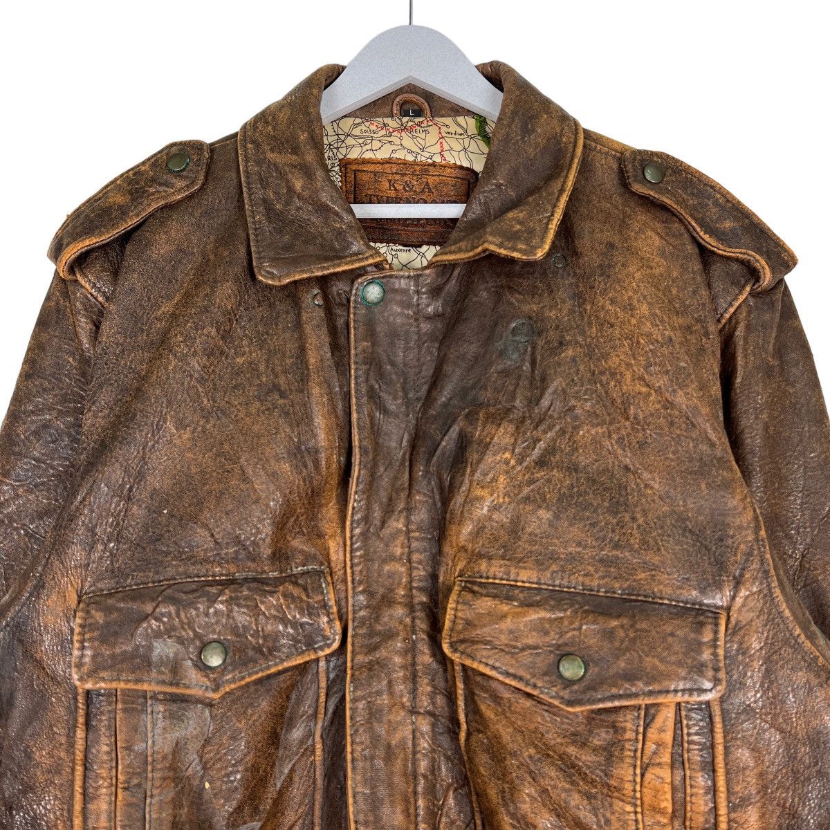 Japanese Brand 🔥 TRUE VINTAGE K&A LEATHER BOMBER JACKET Size US L / EU 52-54 / 3 - 3 Thumbnail