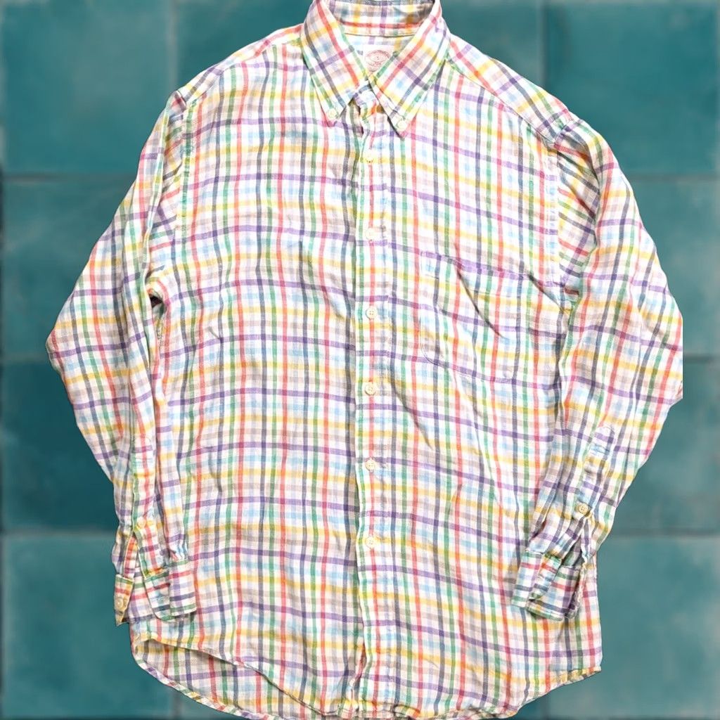 Brooks Brothers Brooks Brothers Shirt Men's S Multicolor Striped Linen Button-Down Crewneck? Size US S / EU 44-46 / 1 - 1 Thumbnail